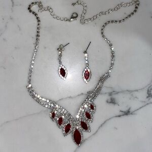 Red diamond earring and necklace set
